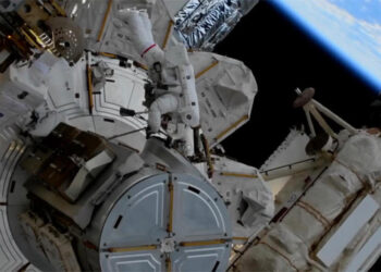 NASA Spacewalkers Installs Station's Fourth Roll-Out Solar Array