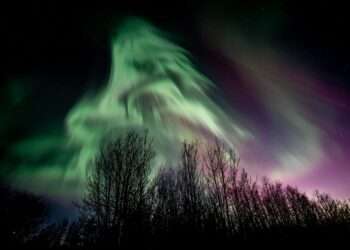 Northern lights painted sky