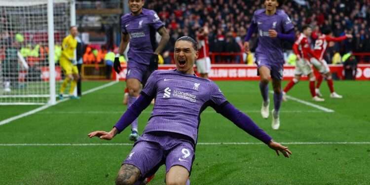 Last Minute Victory of Liverpool Against Nottingham by Nunez